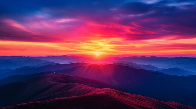Sunset Over Mountain